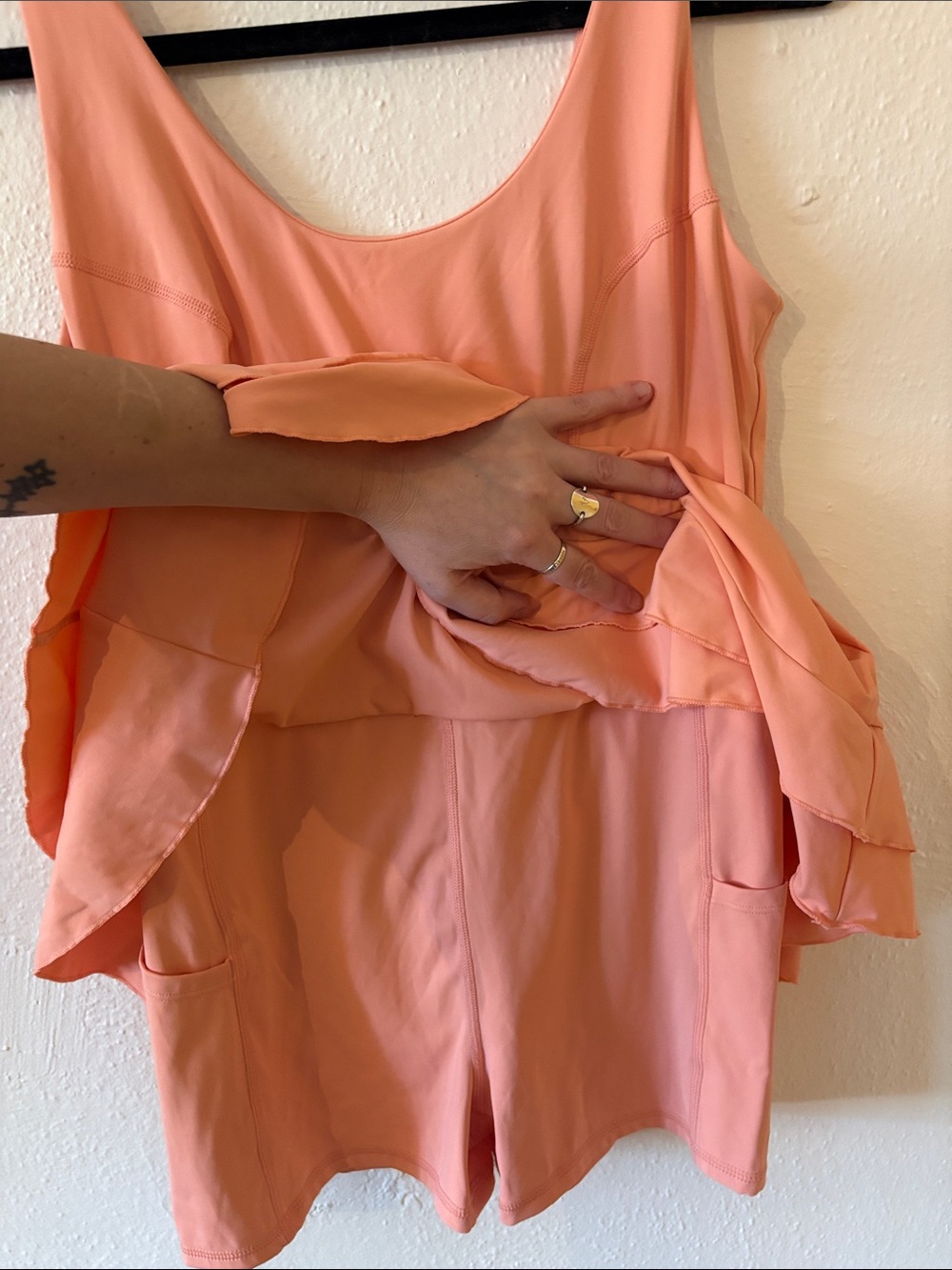 JoyLab Peach Ruffle-Hem Mini Dress - Picture 2 of 4